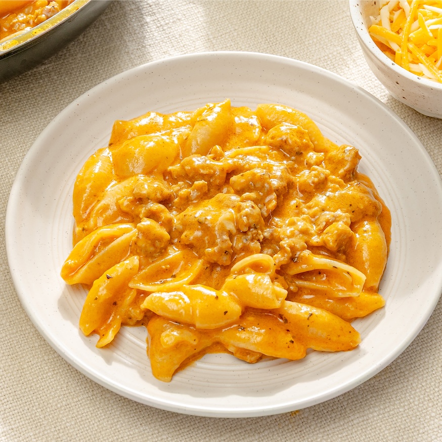 Three Cheese Spicy Sausage Italian Shells